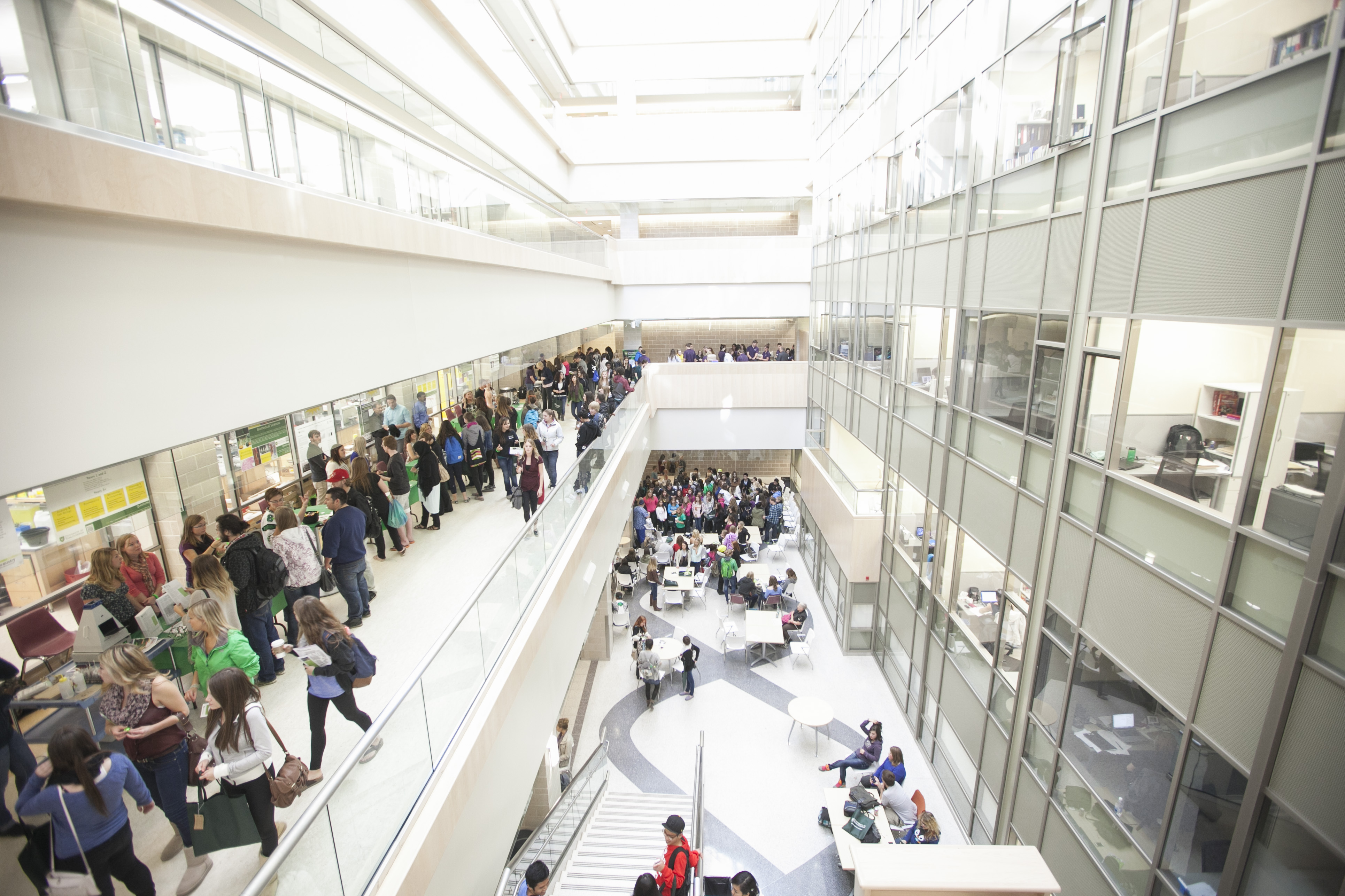 Image of students and visitors in Health Sciences.